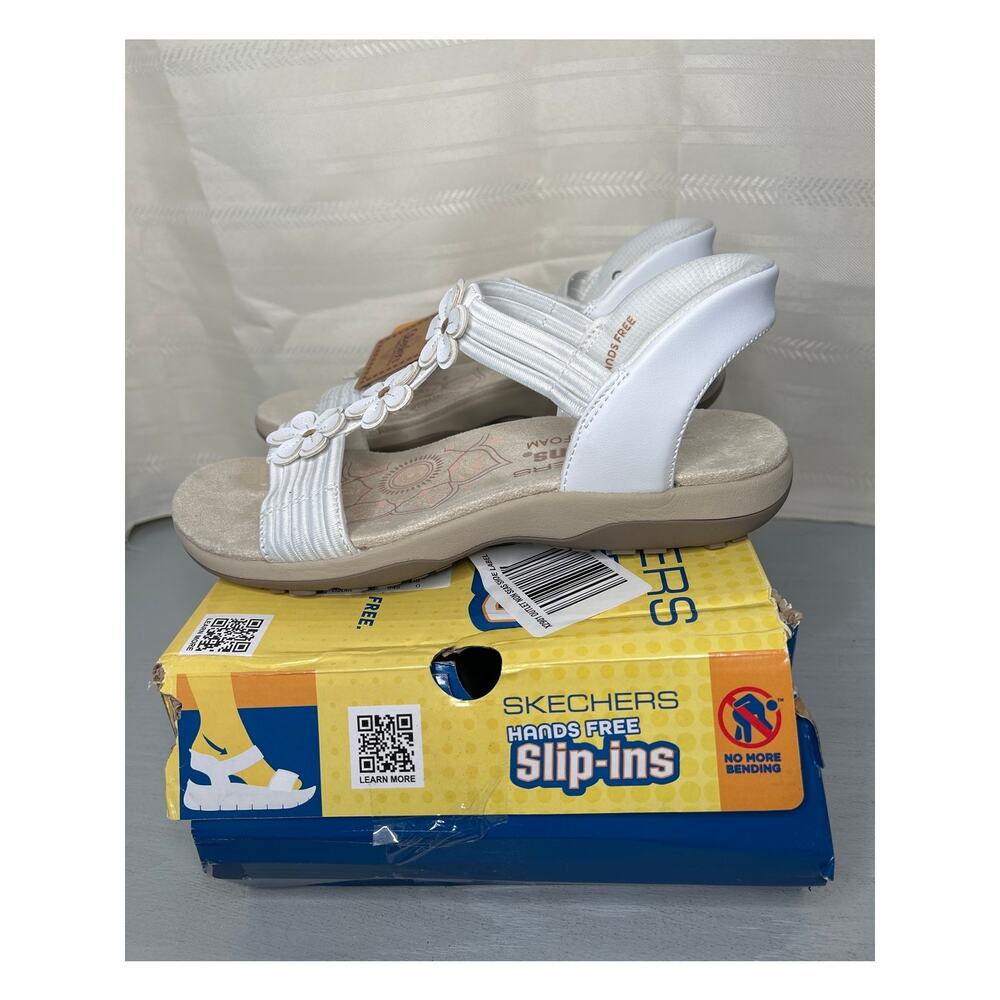 Skechers Reggae Slim Blooming Romance Slip-Ins Sandals White Size 9 - Picture 2 of 16